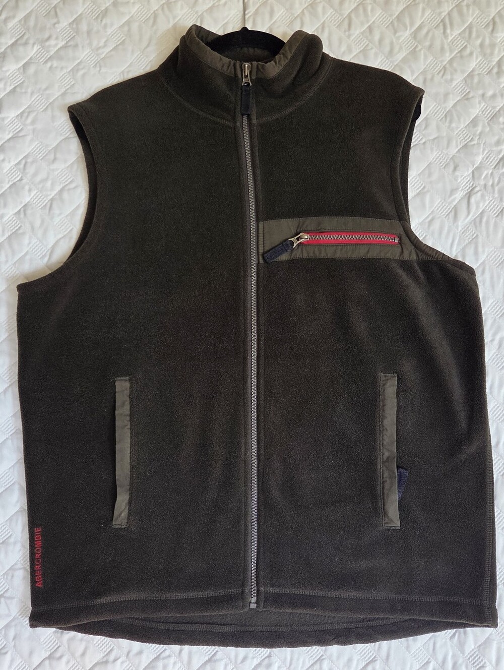 Vintage Abercrombie and Fitch Vest Mens Size L Fleece Full Zip Mock Neck